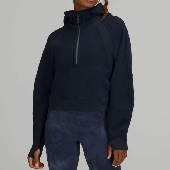 lululemon athletica Tops - Lululemon Scuba Oversized 1/2 Zip Hoodie Sweatshirt True Navy M / L